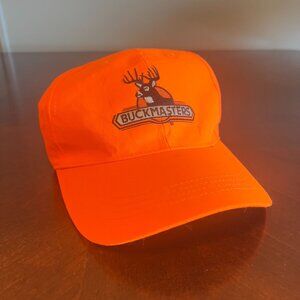 Vintage Buckmasters Orange Hunting Cap With Embroidered Buck Deer Logo Adjustabl